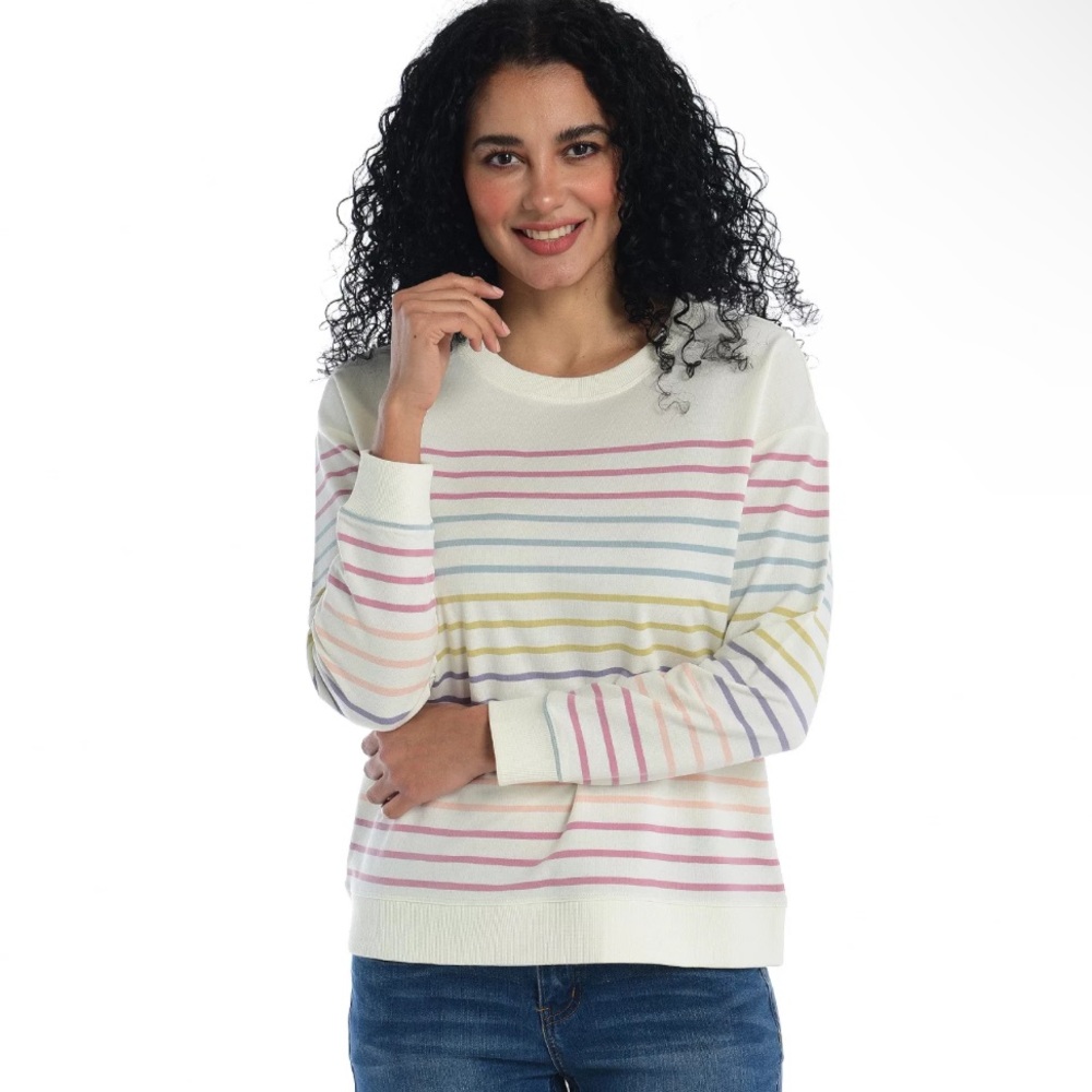 Women’s Christopher & Banks Relaxed Restyled‎ Striped Crew Neck Sweatshirt